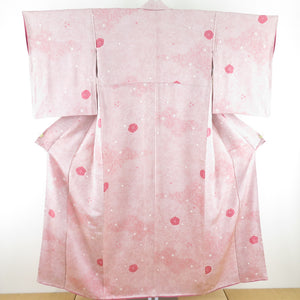 Komon squeezed flower arabesque pure silk pure silk purple lined lined brack collar casual tailoring kimono 152cm