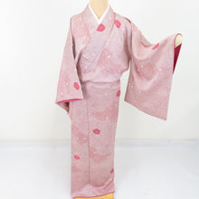 Load image into Gallery viewer, Komon squeezed flower arabesque pure silk pure silk purple lined lined brack collar Casual tailoring kimono 152cm