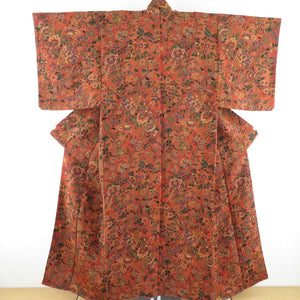 Komon Crepe Saisa Pure Silk Brown Lined Lined Collar Care Casual Tailored Kimono Star Star 155cm Beautiful goods