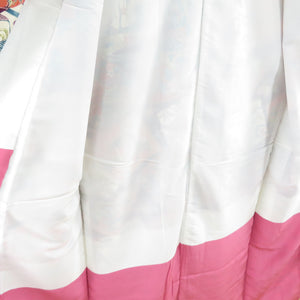 小紋 型染 裂取文様 正絹 赤・紫色 袷 バチ衿 カジュアル 仕立て上がり着物 身丈152cm