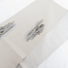 画像をギャラリービューアに読み込む, 袋帯 白大島紬地 名所風景 正絹 白色 六通柄 正絹 カジュアル 着物帯 長さ468cm 美品