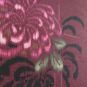 小紋 洗える着物 菊文様 紫色 袷 広衿 Lサイズ カラー胴裏 ポリエステル100％ カジュアル 身丈163cm 未使用品