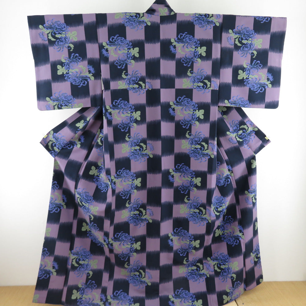 Komon Washable Kimono Washable Kimono Chrysanthemum Purpose Purple Lined Lined Wide Color Color Back Polyester 100 % Casual Height 166cm Beautiful goods