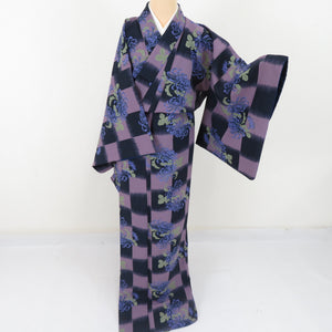 Komon Washable Kimono Washable Kimono Chrysanthemum Purpose Purple Lined Lined Wide Color Color Back Polyester 100 % Casual Height 166cm Beautiful goods
