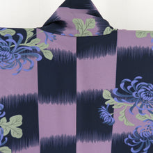 Load image into Gallery viewer, Komon Washable Kimono Ichimatsu in Ichimatsu Chrysanthemum Purple Purple Lined Lined Color Color Back 100 % Casual Casual Study 166cm Beautiful goods