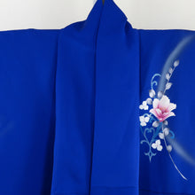 画像をギャラリービューアに読み込む, 付下げ 袷 広衿 正絹 青色 洋花 ラメ 紋なし セミフォーマル着物 仕立て上がり 身丈163cm 美品