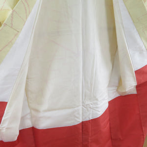 紬 着物 紅葉文様 正絹 黄色 袷 バチ衿 カジュアル 仕立て上がり着物 身丈154cm 美品