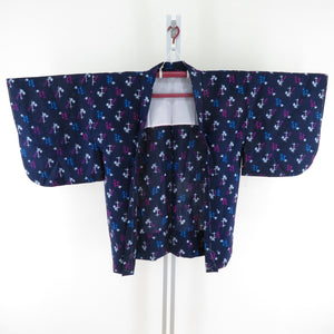 Wool Kimono Ensemble Haori Set Single Character Bee Blue Dye Dyeing Point Bee Casual Kimono Kimono