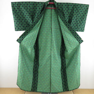 Wool Kimono Ensemble Haori Set Single Backwo Greenery Lattice Lattice Woven Pares Bee Casual Casual Kimono Tailor