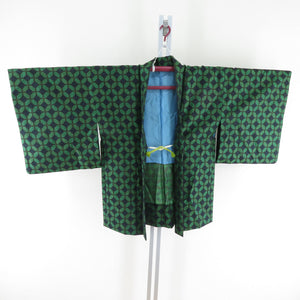 Wool Kimono Ensemble Haori Set Single Backwo Greenery Lattice Lattice Woven Pares Bee Casual Casual Kimono Tailor