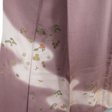 Load image into Gallery viewer, Flowers and musical instruments foil lined wide pure collar purple silk -free semi -formal kimono tailor