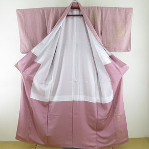 訪問着 たたき ぼかし 雪輪 花刺繍 ピンクグレー 広衿 仕立て上がり セミフォーマル 身丈157cm