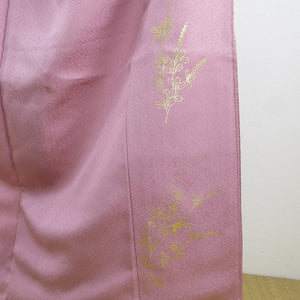 訪問着 たたき ぼかし 雪輪 花刺繍 ピンクグレー 広衿 仕立て上がり セミフォーマル 身丈157cm
