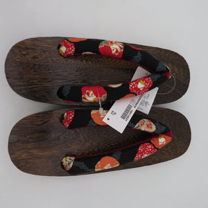 Women's Yukata Ladies Ninho Tsubaki pattern Black x Red 23.5 ~ 24.5cm Size casual women's footwear Summer