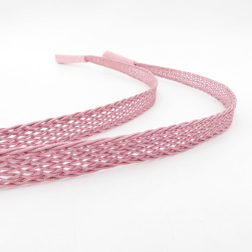 帯締め 夏用 絹100% 帯〆 レース帯締め ピンク ラメ入り 正絹 平組 Mサイズ 長さ165cm