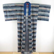 Load image into Gallery viewer, Waller Wool Men&#39;s stripes for men&#39;s stripes blue gray single garment long undergarment Casual men&#39;s kimono 146cm beautiful goods