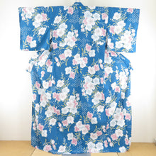 Load image into Gallery viewer, Summer kimono Komon Washable kimono single garment Nadeshiko pattern Light blue x light pink bee collar polyester 100 % Casual summer height 167cm beautiful goods