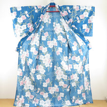 Load image into Gallery viewer, Summer kimono Komon Washable kimono single garment Nadeshiko pattern Light blue x light pink bee collar polyester 100 % Casual summer height 167cm beautiful goods