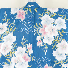 Load image into Gallery viewer, Summer kimono Komon Washable kimono single garment Nadeshiko pattern Light blue x light pink bee collar polyester 100 % Casual summer height 167cm beautiful goods