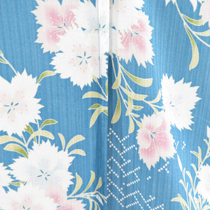 Summer kimono Komon Washable kimono single garment Nadeshiko pattern Light blue x light pink bee collar polyester 100 % Casual summer height 167cm beautiful goods