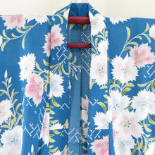 Load image into Gallery viewer, Summer kimono Komon Washable kimono single garment Nadeshiko pattern Light blue x light pink bee collar polyester 100 % Casual summer height 167cm beautiful goods