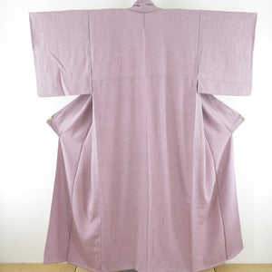 小紋 花唐草 正絹 紫色 広衿 袷 カジュアル 仕立て上がり着物【中古