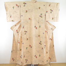 Load image into Gallery viewer, Komon Heian landscape Kema silk beige width wide collar lined Casual tailoring kimono 152cm