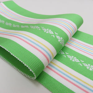 Hakata Ori is Katari Honjo Chikuzen Hakata Date Date Inoue Kinori Inoue Kinzen Yellow -Green Silk 100% Japanese Made of Japanese Date Date 230cm