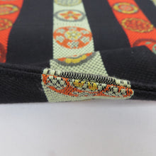 Load image into Gallery viewer, Nagoya Obi Pure Silk Woman Hanamaru Purpose All pattern Black orange opening kimono Retro length 336cm