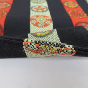 Nagoya Obi Pure Silk Woman Hanamaru Purpose All pattern Black orange opening kimono Retro length 336cm