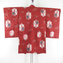 Load image into Gallery viewer, Haori Antique Long Haori Kenzen Hanago Pure Silk Red Brown Taisho Roman Kimono Cm 103cm