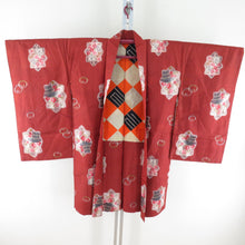 Load image into Gallery viewer, Haori Antique Long Haori Kenzen Hanago Pure Silk Red Brown Taisho Roman Kimono Cm 103cm