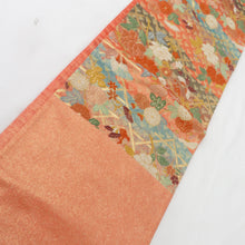 Load image into Gallery viewer, Nishijin Orika Subader [Asano Oriya] Karori Flower Butterfly Pure Silk Orange Gold Six Pattern Pure Kimono Formal Kimono Obi Length 468cm Beautiful goods