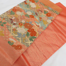 Load image into Gallery viewer, Nishijin Orika Subader [Asano Oriya] Karori Flower Butterfly Pure Silk Orange Gold Six Pattern Pure Kimono Formal Kimono Obi Length 468cm Beautiful goods