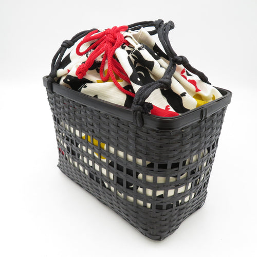 Japanese Bag Bag Bag Bag Bamboo Bamboo Cotton Chidori Pattern White x Yellow x Black All Season Summer even in summer