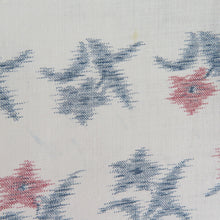 画像をギャラリービューアに読み込む, ウール着物 サマーウール 単衣 白色ｘ青色ｘ赤色 花柄 織文様 バチ衿 夏用 カジュアルきもの 仕立て上がり 身丈152cm