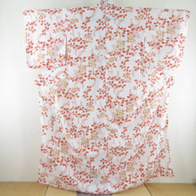 Load image into Gallery viewer, Summer kimono Komon Washable kimono single kimono Hagi -pattern Nadeshiko pattern white x light brown brown collar polyester 100 % casual summer height 164cm beautiful goods