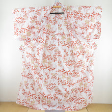 Load image into Gallery viewer, Summer kimono Komon Washable kimono single kimono Hagi -pattern Nadeshiko pattern white x light brown brown collar polyester 100 % casual summer height 164cm beautiful goods