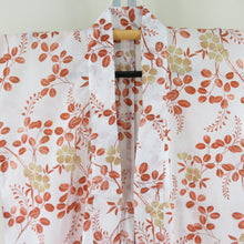 Load image into Gallery viewer, Summer kimono Komon Washable kimono single kimono Hagi -pattern Nadeshiko pattern white x light brown brown collar polyester 100 % casual summer height 164cm beautiful goods