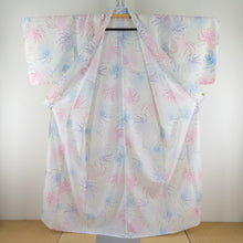 Load image into Gallery viewer, Summer kimono Komon Washable kimono single kimono kiku -pattern white x pink x blue bee collar polyester 100 % Casual summer height 160cm beautiful goods
