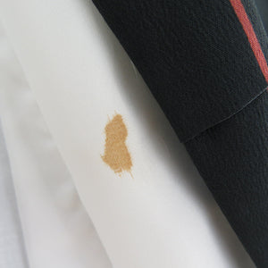小紋 袷  広衿 縞柄 黒色ｘオレンジ色 洗える着物 仕立て上がり ポリエステル着物 身丈163cm