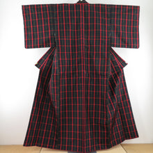 Load image into Gallery viewer, Tsumugi Kimono Ensemble Lattice Pure Silk Black Lined Bee Collar Haori Set Casual Kimono Tailor
