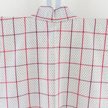 Load image into Gallery viewer, Wool kimono uniform beige color x red lattice pattern Kasuri tone collar casual kimono tailor
