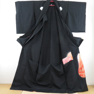Black Tomesode temporary picture wing uniform product foil picture dish writer Black 8kake Hama Chirimen Pure Formal Kuman kimono