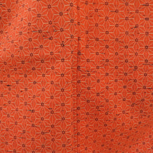 画像をギャラリービューアに読み込む, ウール着物 袷 オレンジ色 麻の葉模様 バチ衿 カジュアルきもの 仕立て上がり 身丈154cm 美品