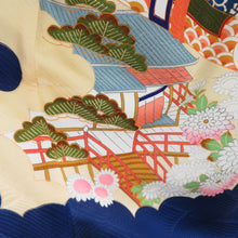 Load image into Gallery viewer, Children&#39;s kimono boy kids for children one body set 5 crest blue x beige -colored pure silk formal hawks in a cramatic kimono boy 753 celebration