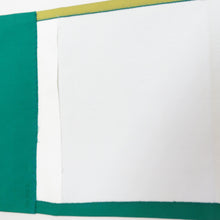 画像をギャラリービューアに読み込む, 名古屋帯 正絹 織文様 葉っぱ柄 緑色ｘ黄緑 カジュアル 仕立て上がり 着物帯 長さ348cm