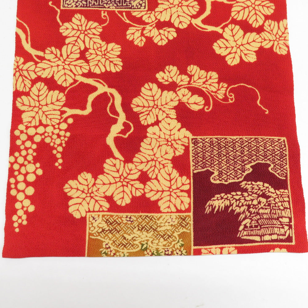 公式 33.正絹 型染め 名古屋帯単品です ベージュ＋京袋帯：焦 着物・浴衣