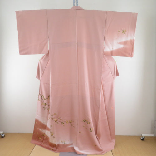 訪問着 桜柄 サーモンピンク色 袷 広衿 紋無し 仕立て上がり 身丈162cm