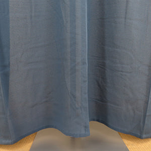 夏着物 単衣 絽 色無地 広衿 正絹 青色 一つ紋入り ツタ紋 夏用 仕立て上がり 身丈154cm 美品